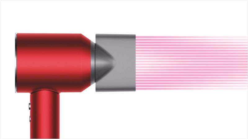 Embout concentrateur de brushing sur un sèche-cheveux Dyson Supersonic Rouge