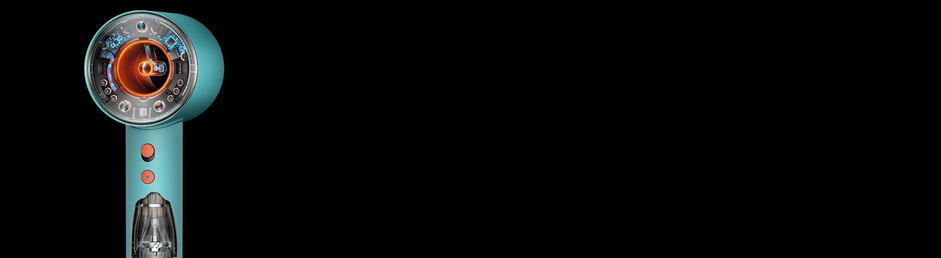 Close-up of capsule glowing to indicate air temperature