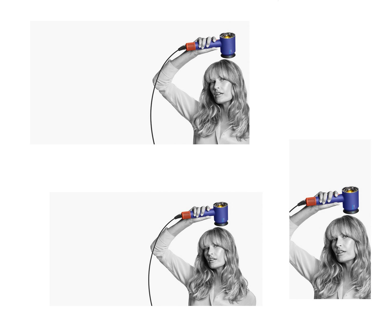 Female model using the Gentle air attachment Airflow of the Wide-tooth comb