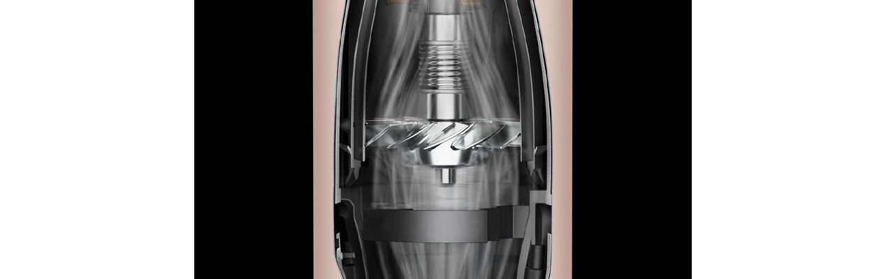 Ein Bild mit der Technologie des Motors im Inneren des Griffs des Dyson Supersonic Nural Haartrockners.