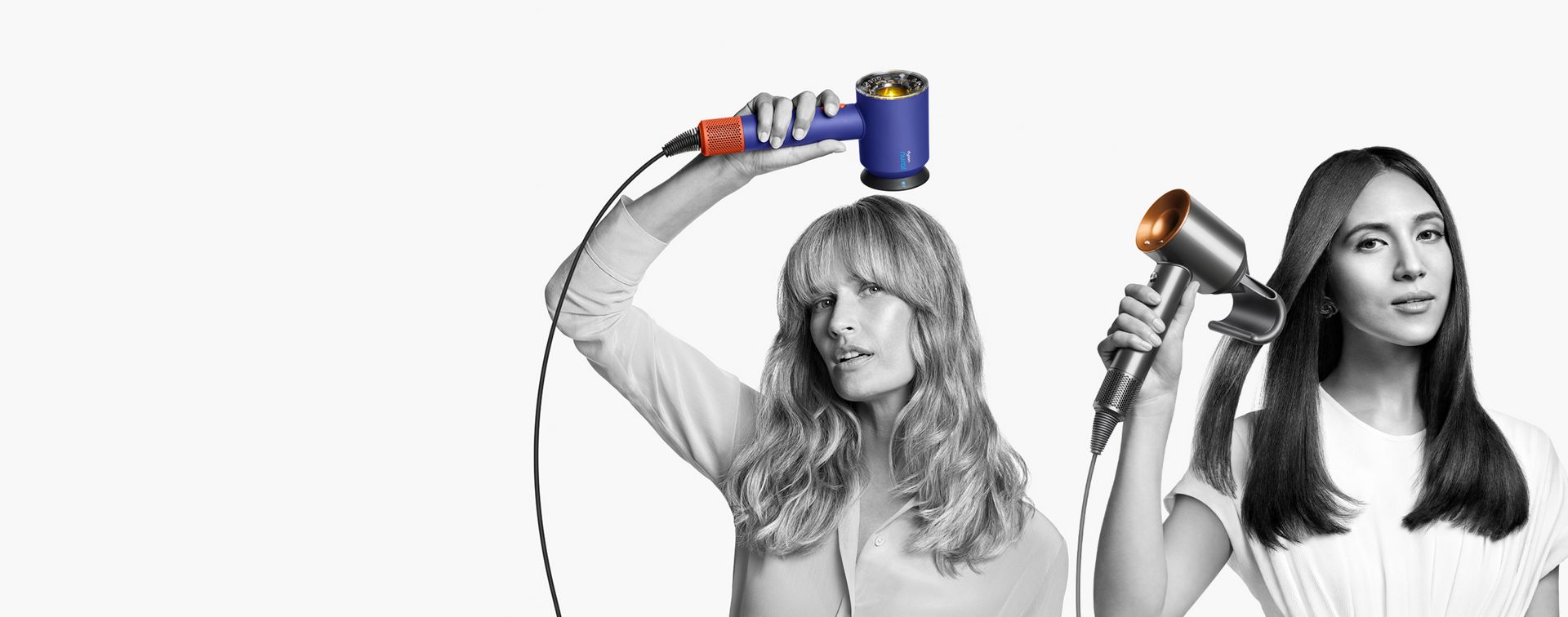 Dyson Supersonic hair dryer and Dyson Supersonic nural hair dryer styling models hair