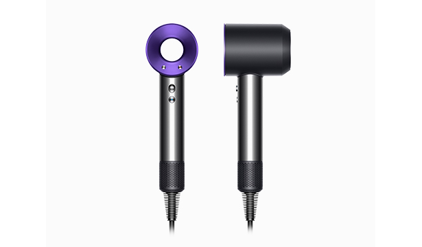 Dyson Supersonic Haartrockner in Vorder- und Seitenansicht