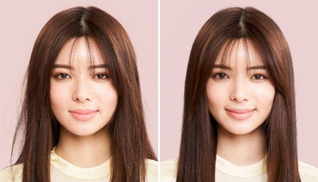 Dyson Supersonic Nural Shineヘアドライヤーでスタイリングする前と後の女性の横顔