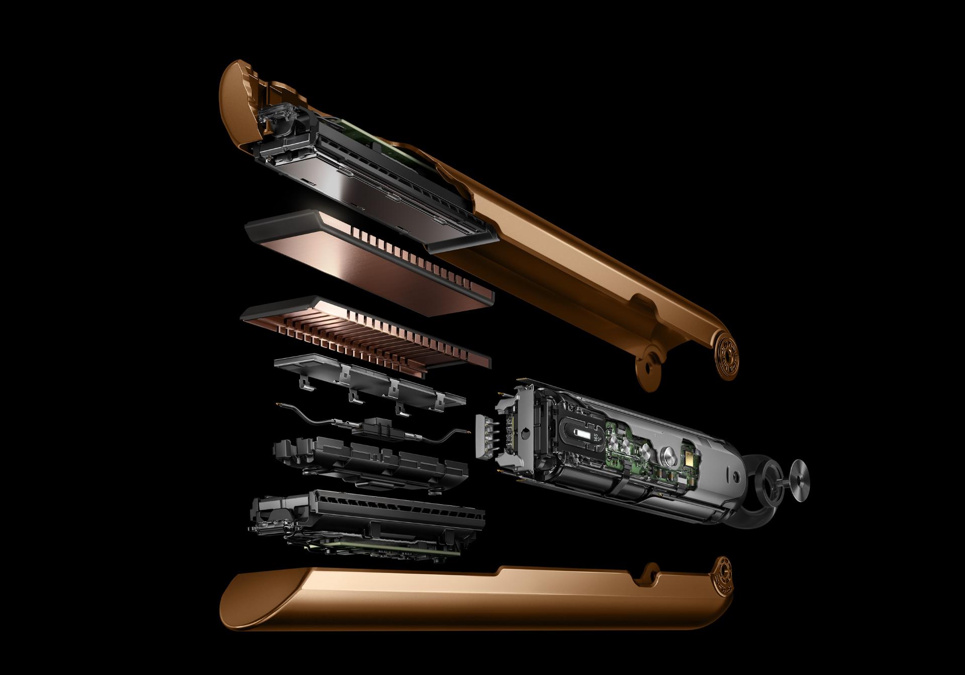 Dyson Corrale™ saç düzleştiricinin içeriğindeki teknolojisinin gösterimi