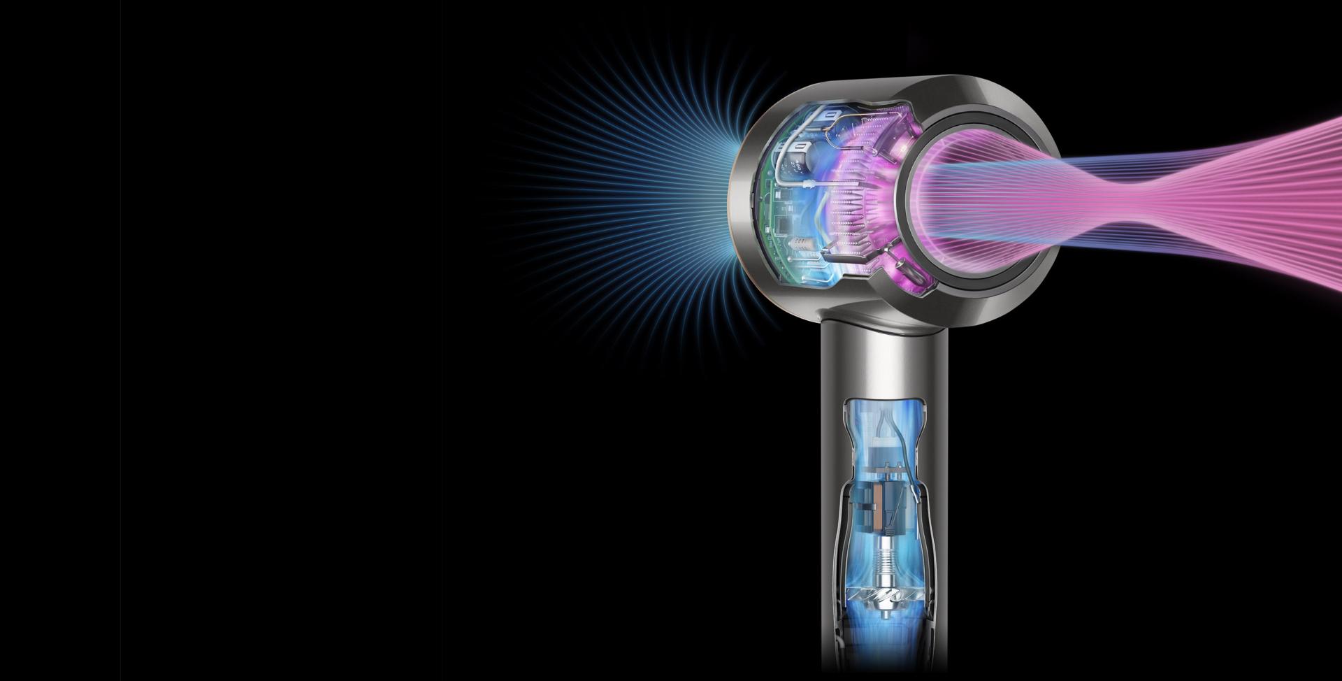 Cutaway showing airflow through the Dyson Supersonic.
