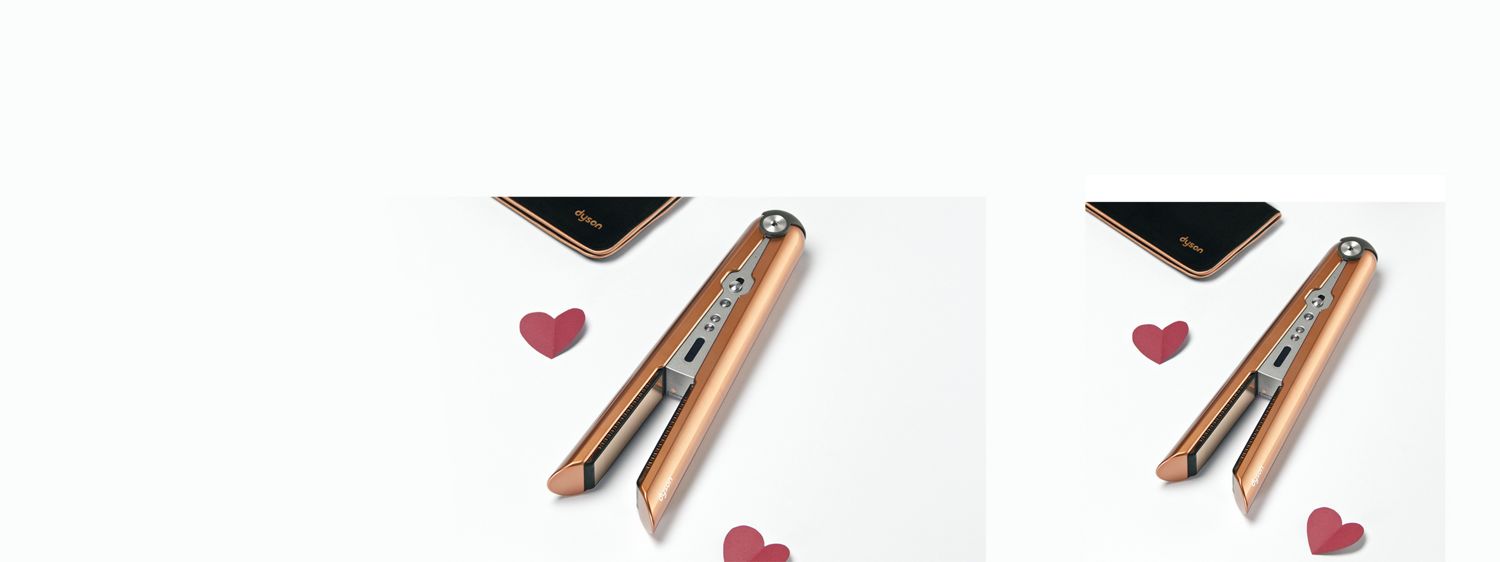  Dyson Corrale, on a heart-design background.