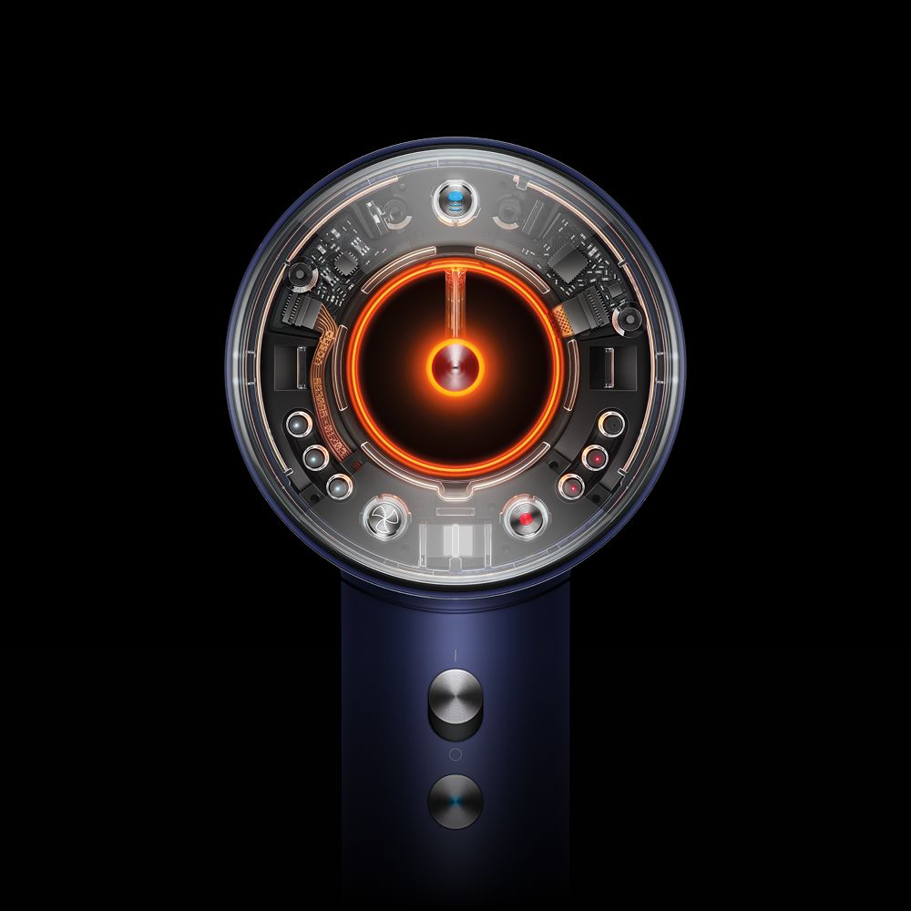 The Dyson Supersonic Nural hair dryer’s clear end cap.