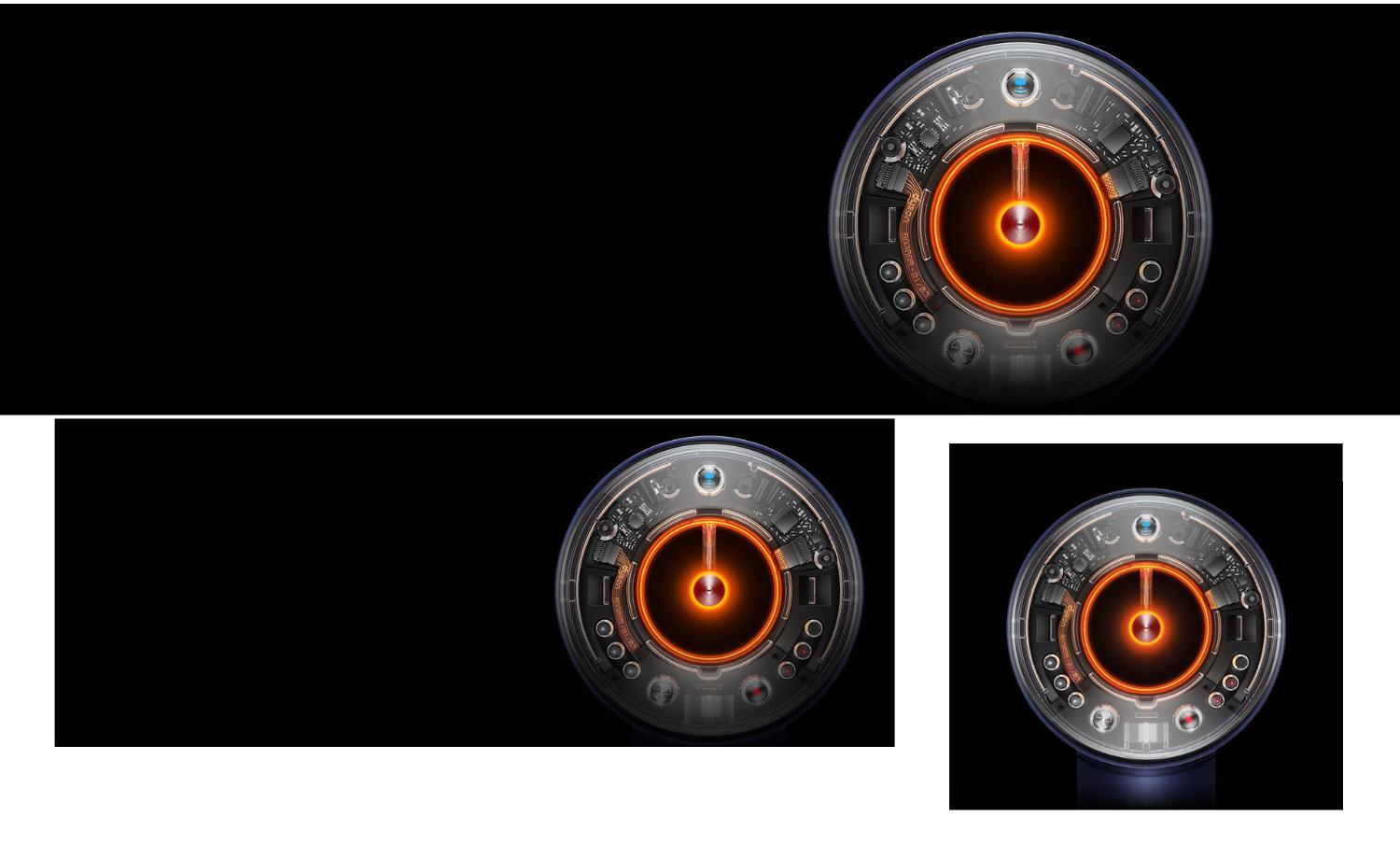The technology inside the Dyson Supersonic Nural hair dryer through the clear end cap on the aperture.