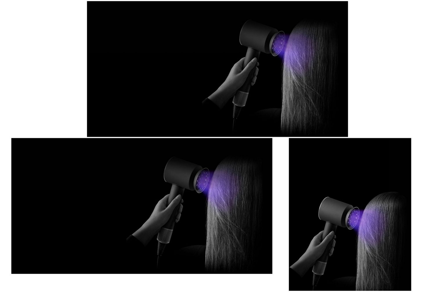 A Time of Flight sensor adjusts temperature automatically based on distance to the scalp. A Time of Flight sensor adjusts temperature automatically based on distance to the scalp.