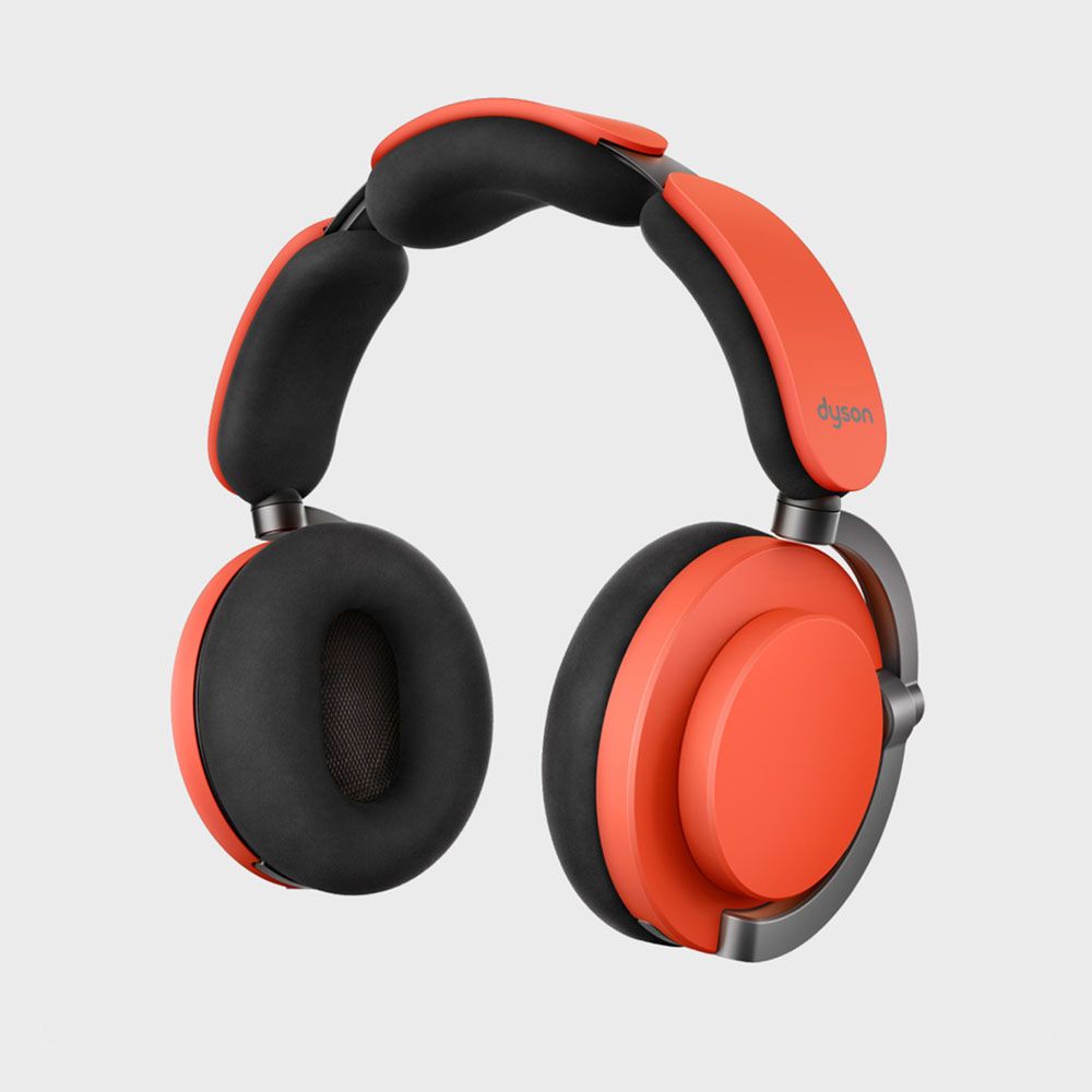 Dyson OnTrac wireless headphones in the Ceramic Cinnabar colourway.