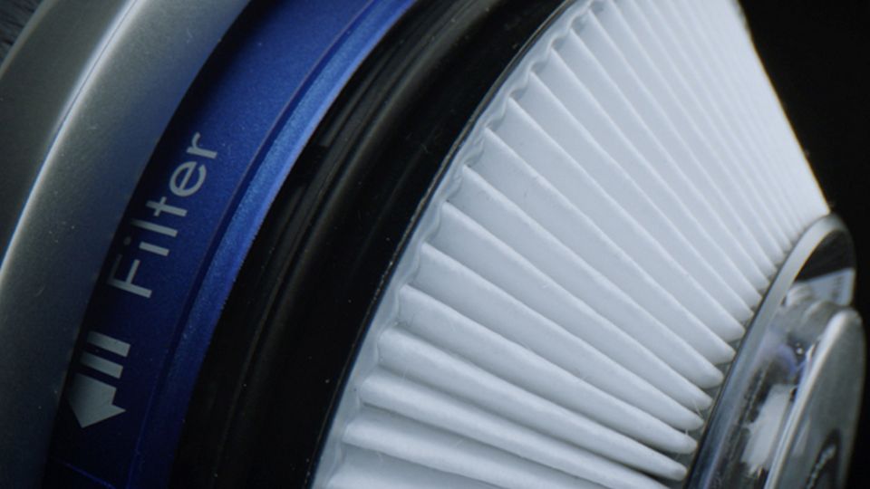 Close up of filter in the Dyson Zone™ air-purifying headphones earcup. 