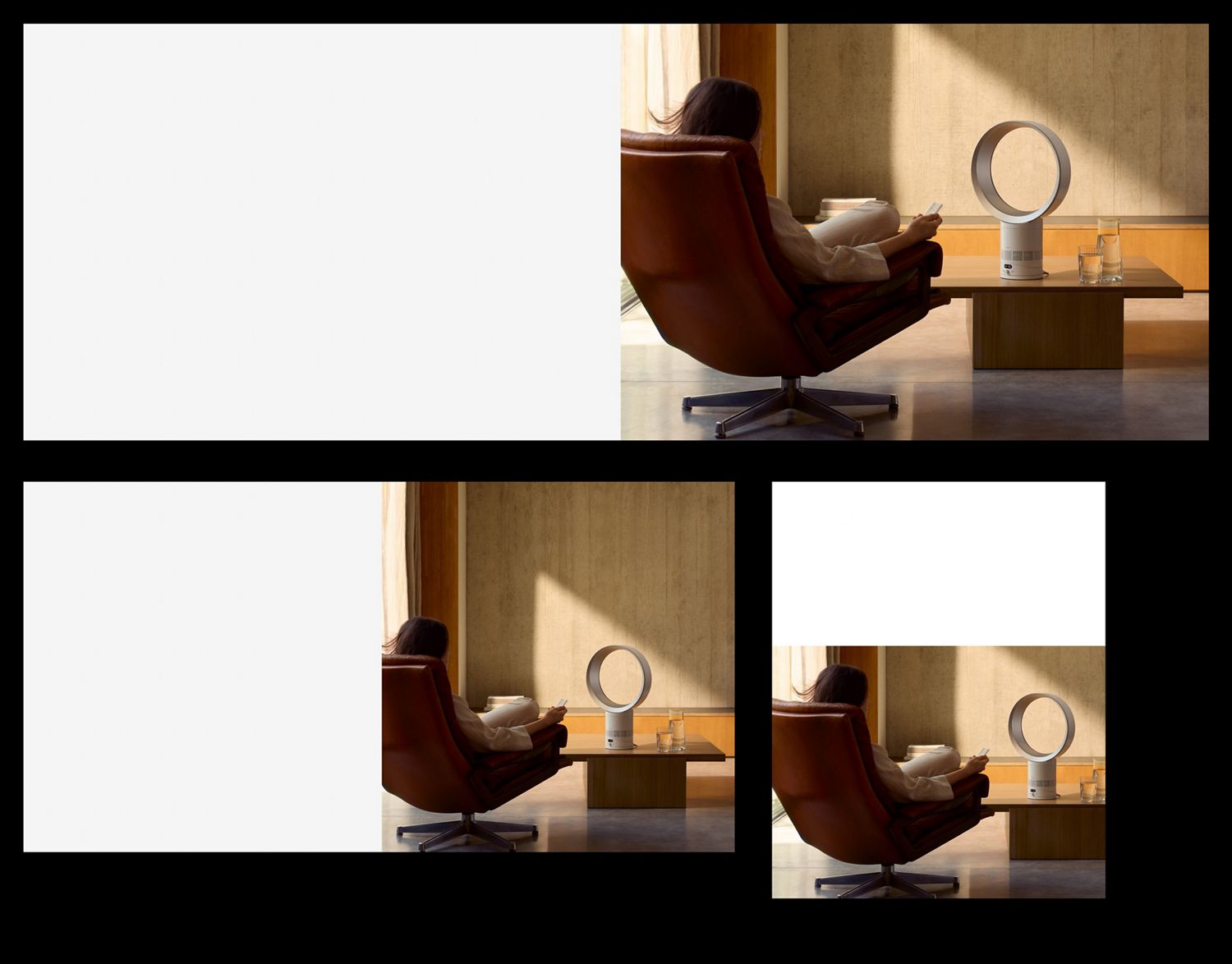 The Dyson Cool CF1 delivering a cool breeze to a person relaxing in a chair.