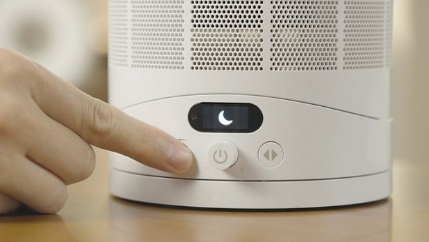 Sleep mode is activated on the Dyson Cool CF1 fan using the button on the base of the fan.