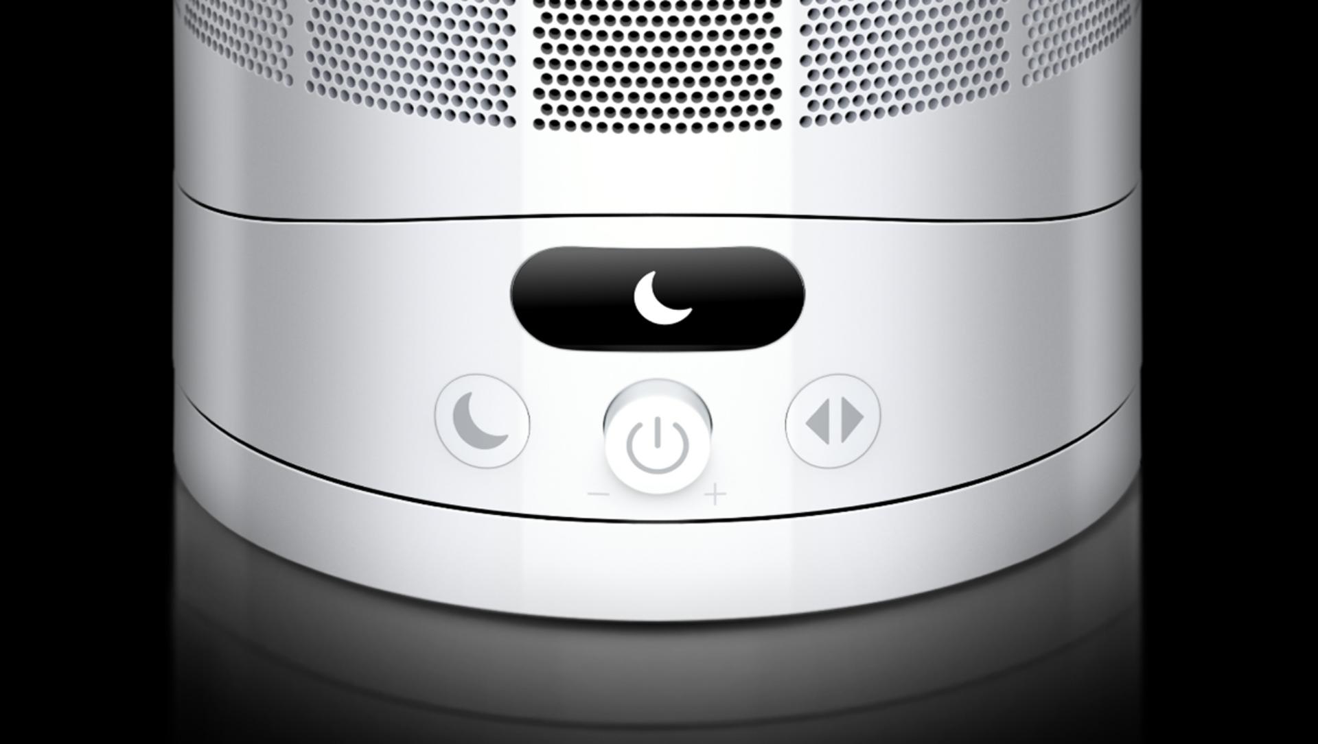 The Dyson Cool CF1 fan’s LCD screen showing a moon icon.