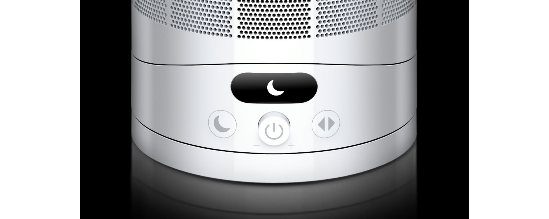 The Dyson Cool CF1 fan’s LCD screen showing a moon icon.