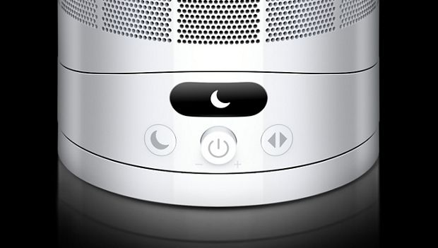 The Dyson Cool CF1 fan’s LCD screen showing a moon icon.