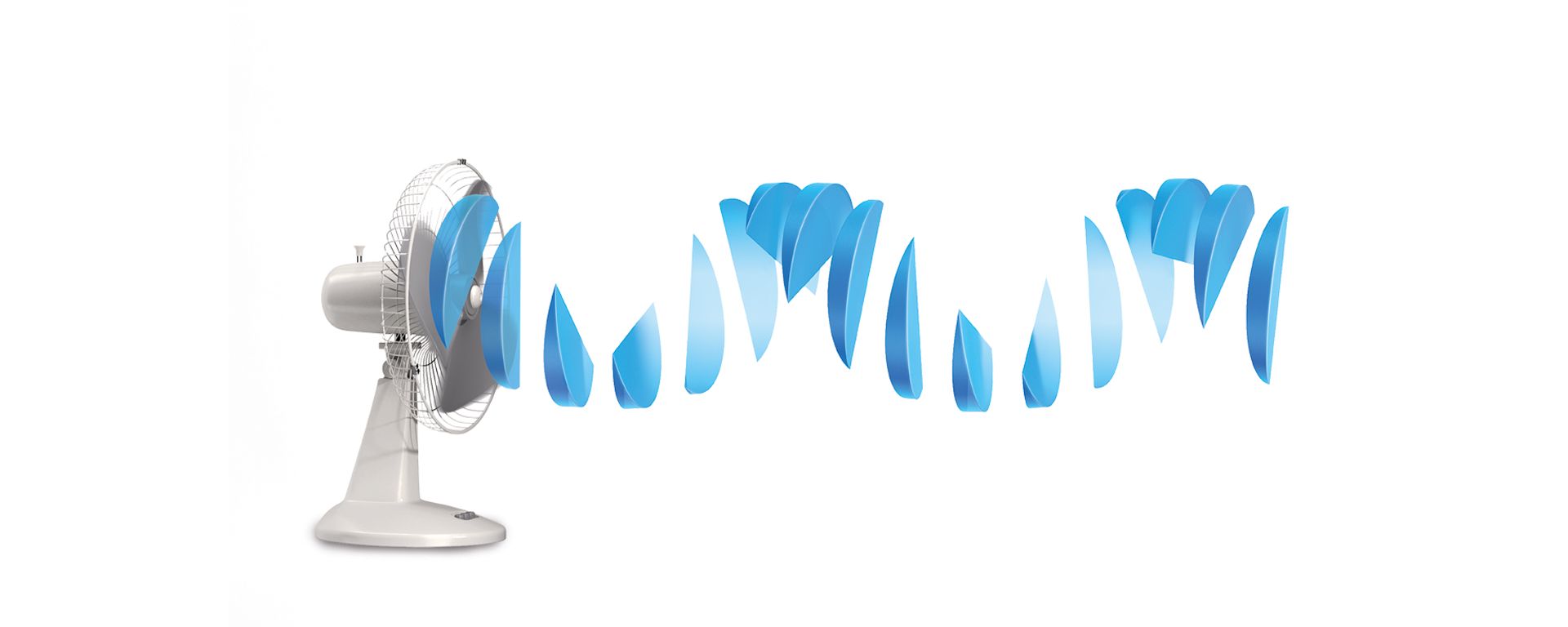 A computer generated image visualising the choppy air that is produced by bladed fans.
