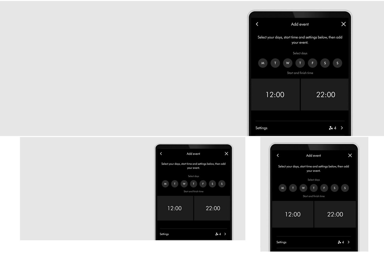 Scheduling features on the MyDyson app.