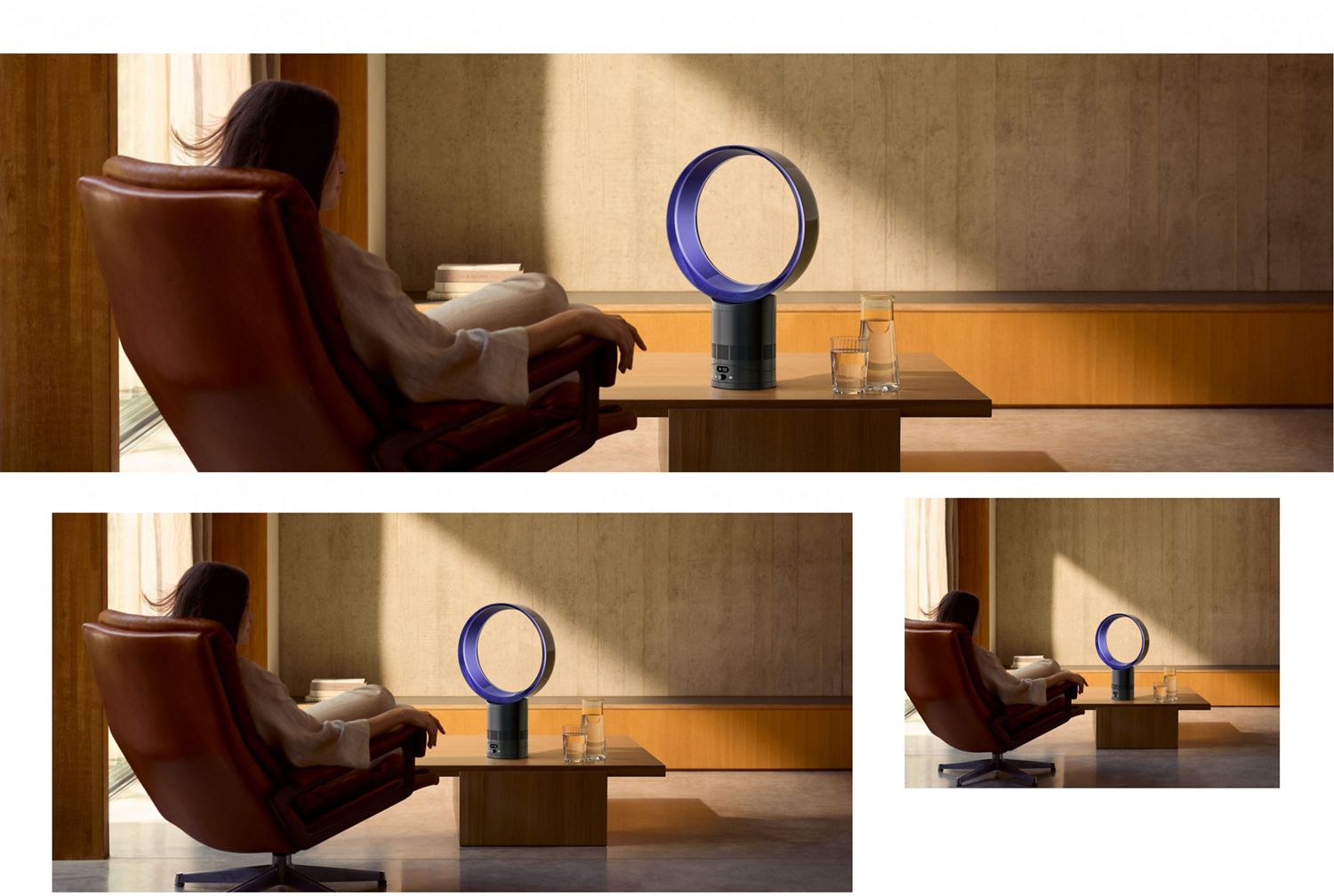 The Dyson Cool CF1 delivering a cool breeze to a person relaxing in a chair.
