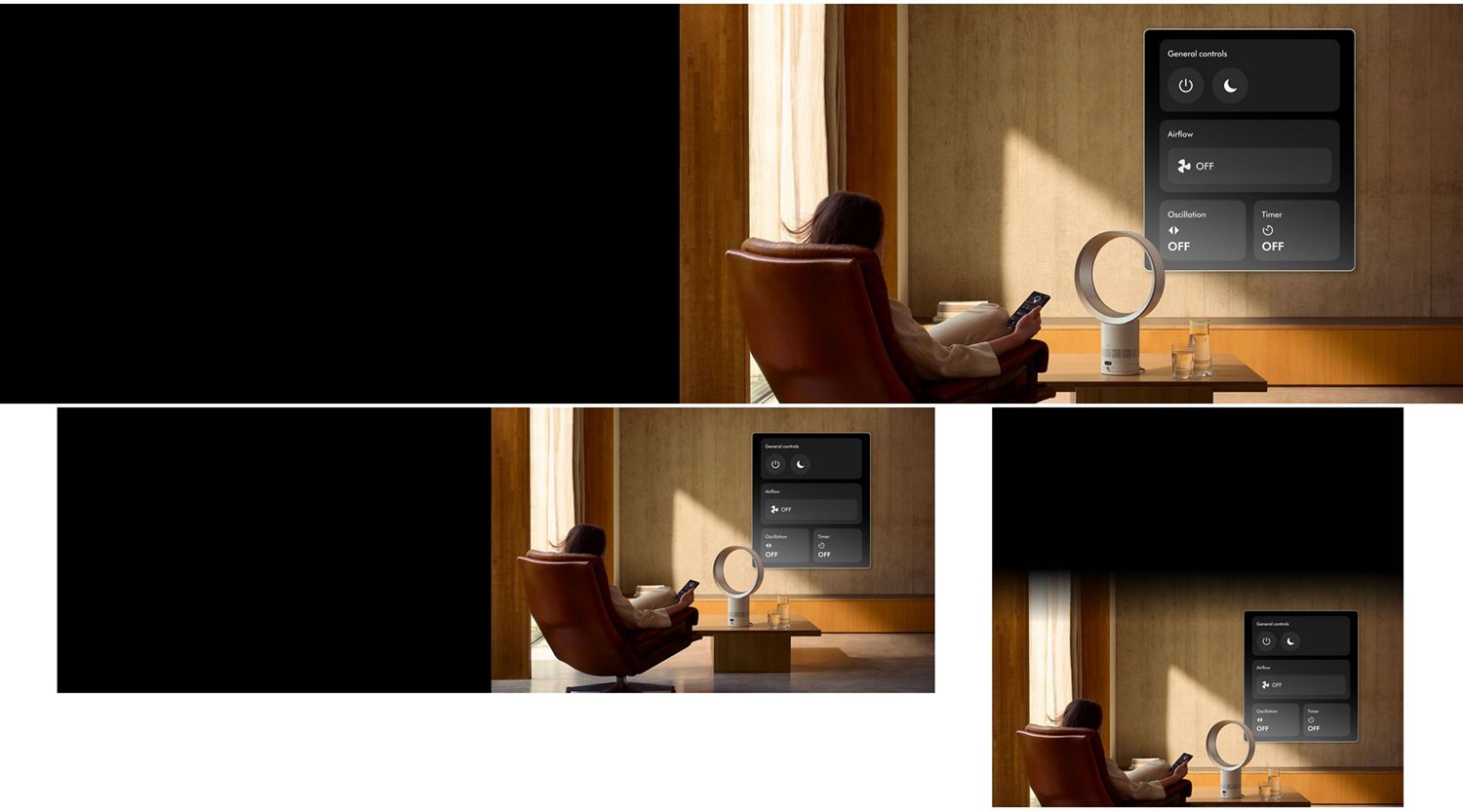 A person controls their Dyson Cool CF1 fan from the MyDyson app on their phone.
