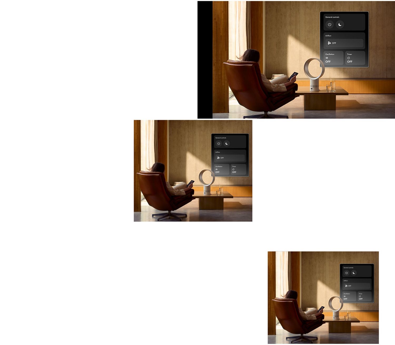 A person controls their Dyson Cool CF1 fan from the MyDyson app on their phone.