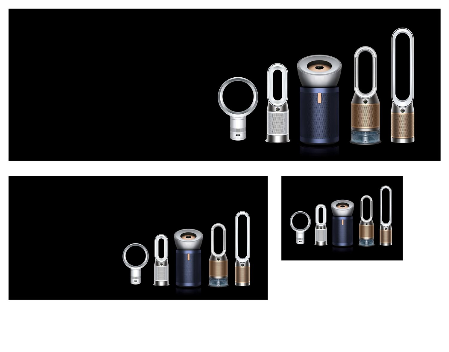 A range of Dyson purifiers, fans, heaters and humidifiers.