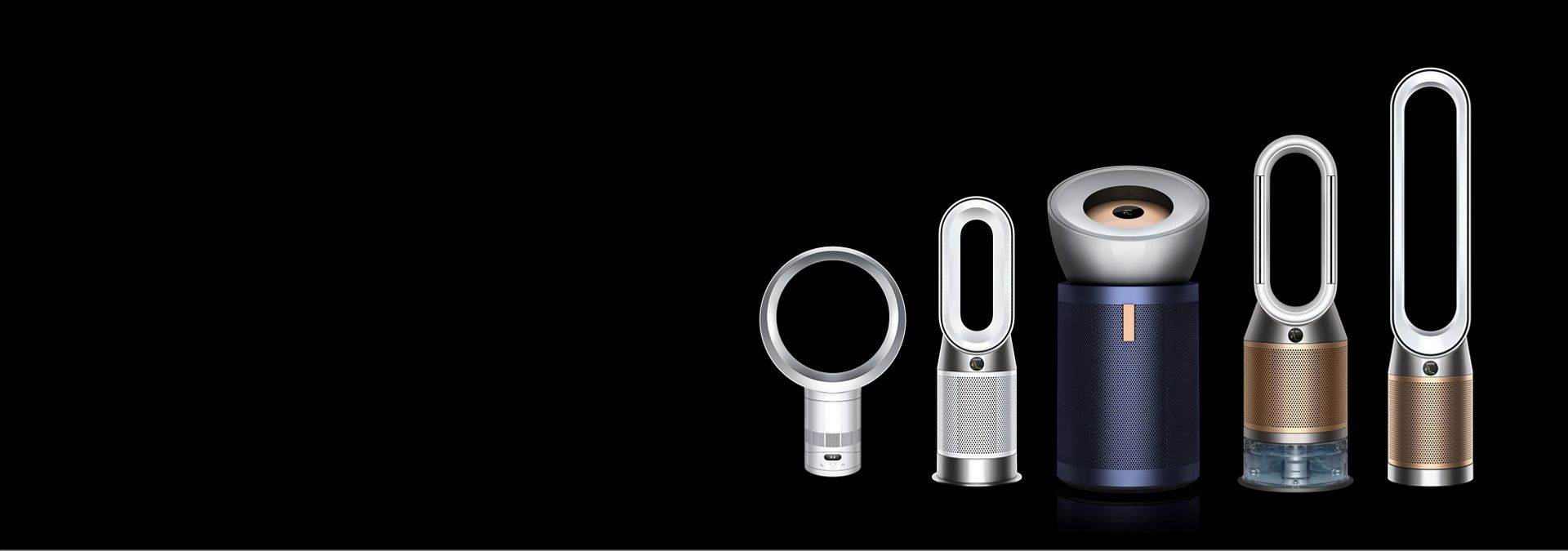 A range of Dyson purifiers, fans, heaters and humidifiers.