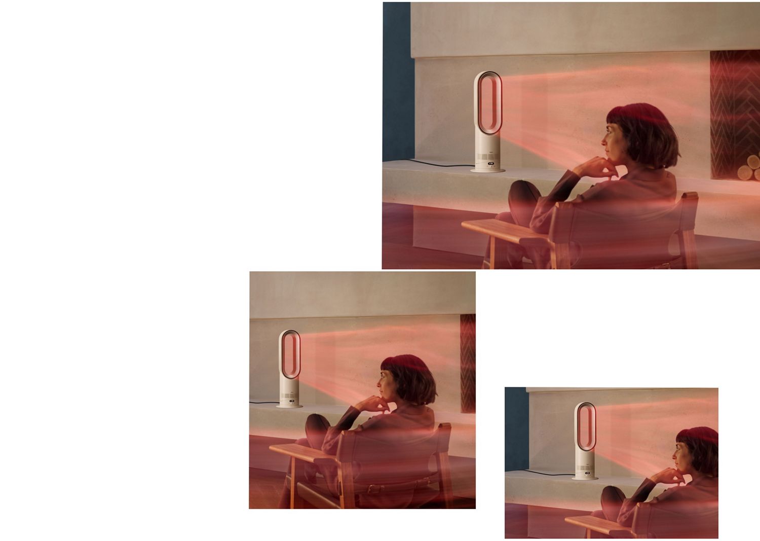 The Dyson Hot+Cool HF1 Remote Link Pre-heat heater and cooling fan heats a room.