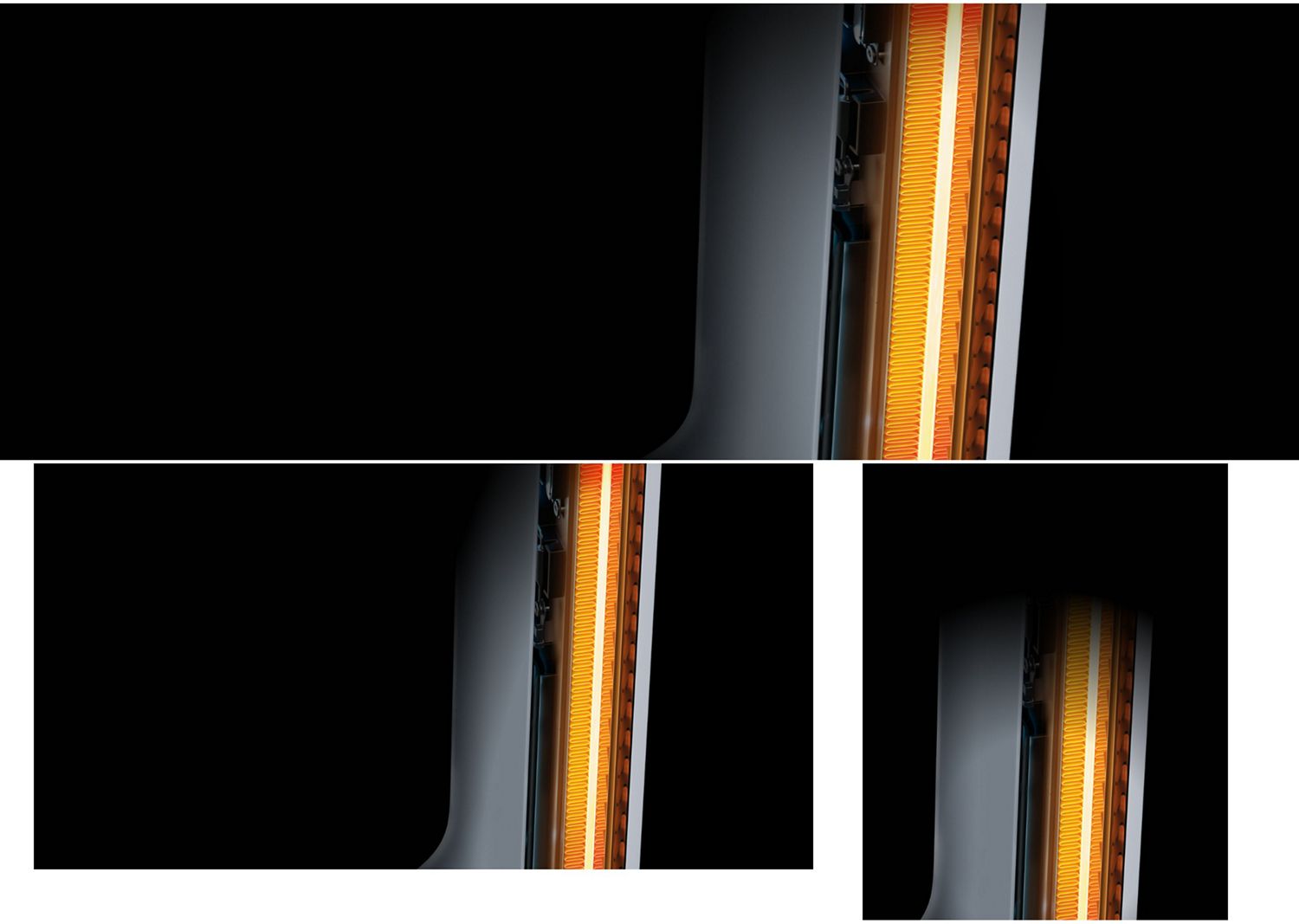 Cutaway showing the ceramic heater plates inside the Dyson Hot+Cool HF1 Remote Link Pre-heat heater and cooling fan.