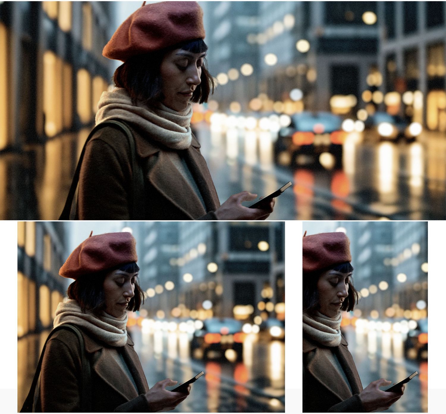 A woman controls her Dyson Hot+Cool HF1 Remote Link Pre-heat fan heater through the MyDyson app as she leaves work.