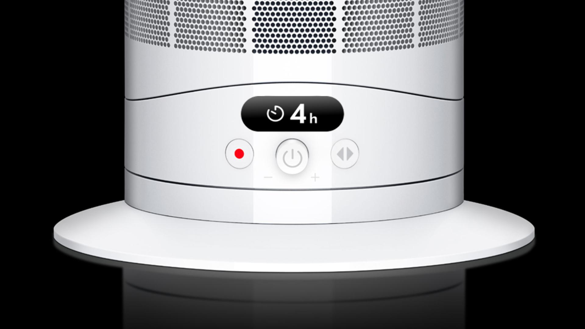 The screen of the Hot+Cool HF1 Remote Link Pre-heat heater and cooling fan shows remaining time left on the Sleep timer.