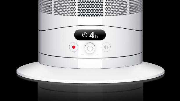 Kütte- ja ventilatsiooniseadme Dyson Hot+Cool HF1 Remote Link Pre-heat LCD-ekraan kuvab väljalülitustaimeril allesjäänud aega.