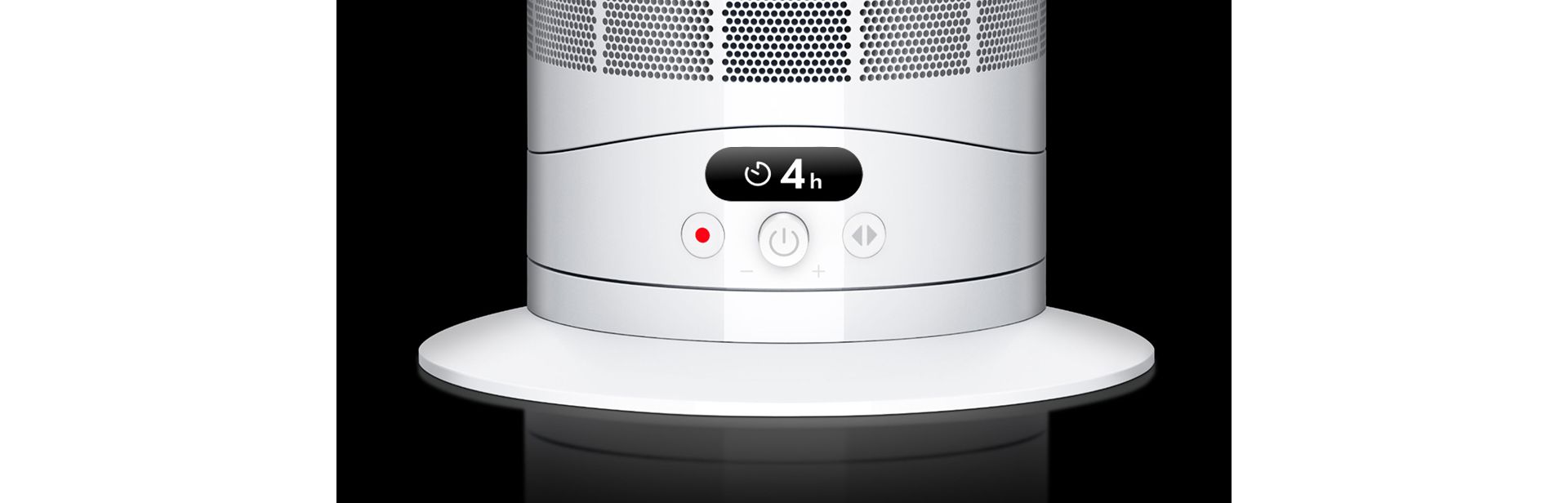 The screen of the Hot+Cool HF1 Remote Link Pre-heat heater and cooling fan shows remaining time left on the Sleep timer.