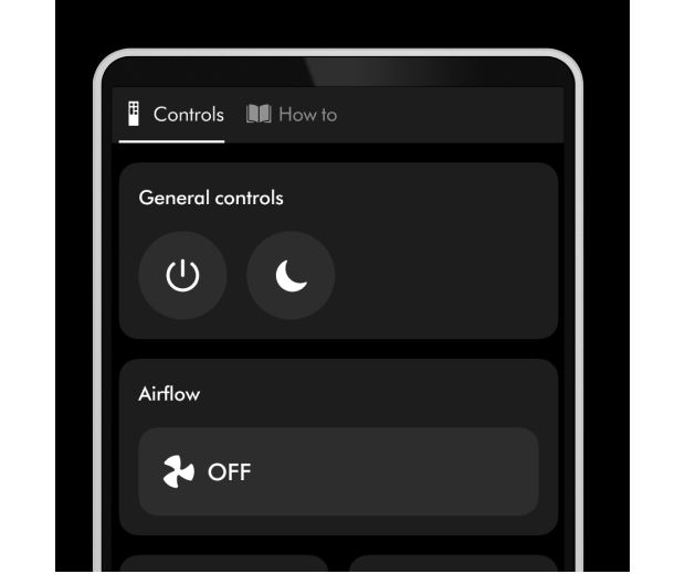 Kaugjuhtimisunktsioonid MyDysoni rakenduses.