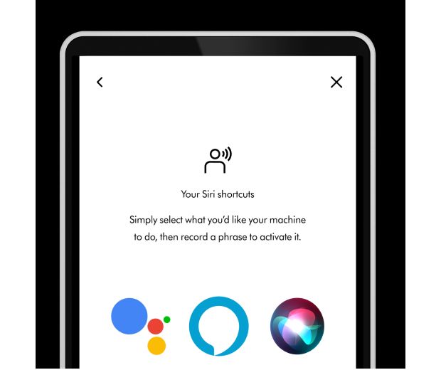 Hääljuhtimise seadistamine MyDysoni rakenduses.