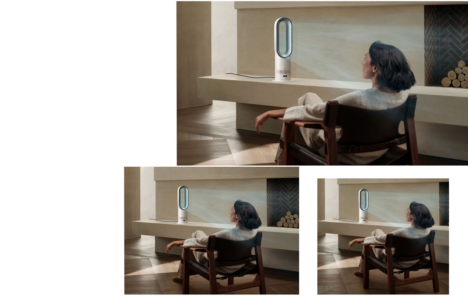 The Dyson Hot+Cool HF1 Remote Link Pre-heat heater and cooling fan cools a room with powerful airflow.