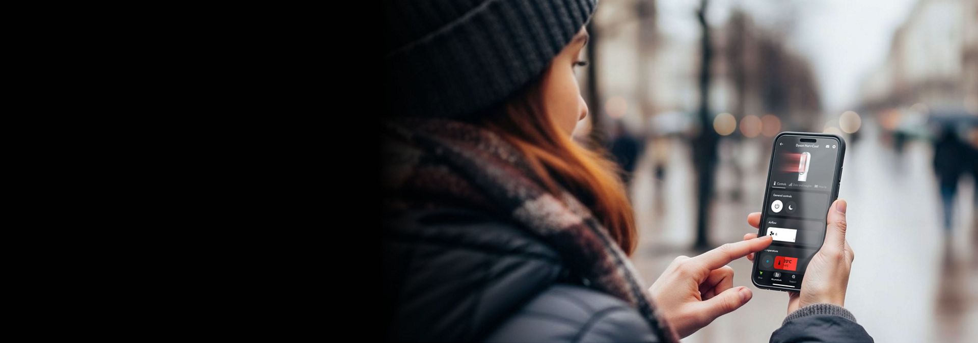 Dyson Hot+Cool HF1 Remote Link Pre-heat heater and cooling fan temperature is controlled remotely using the MyDyson app.