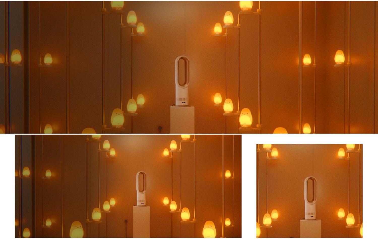 The Dyson Hot+Cool HF1 Remote Link Pre-heat heater and cooling fan heats a large testing room in a Dyson lab.