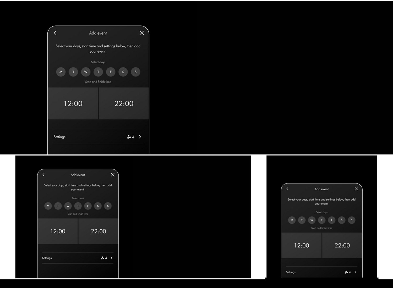 Scheduling features on the MyDyson app.