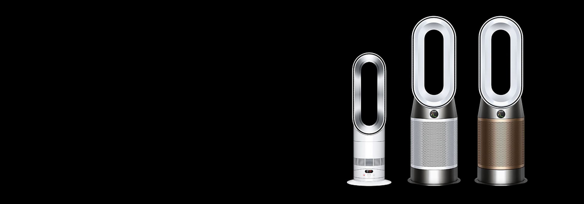 Una gama de equipos Dyson para el cuidado del aire.
