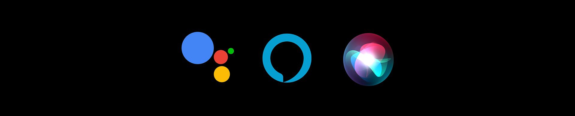 Google Assistant, Siri Shortcuts and Amazon Alexa logos.