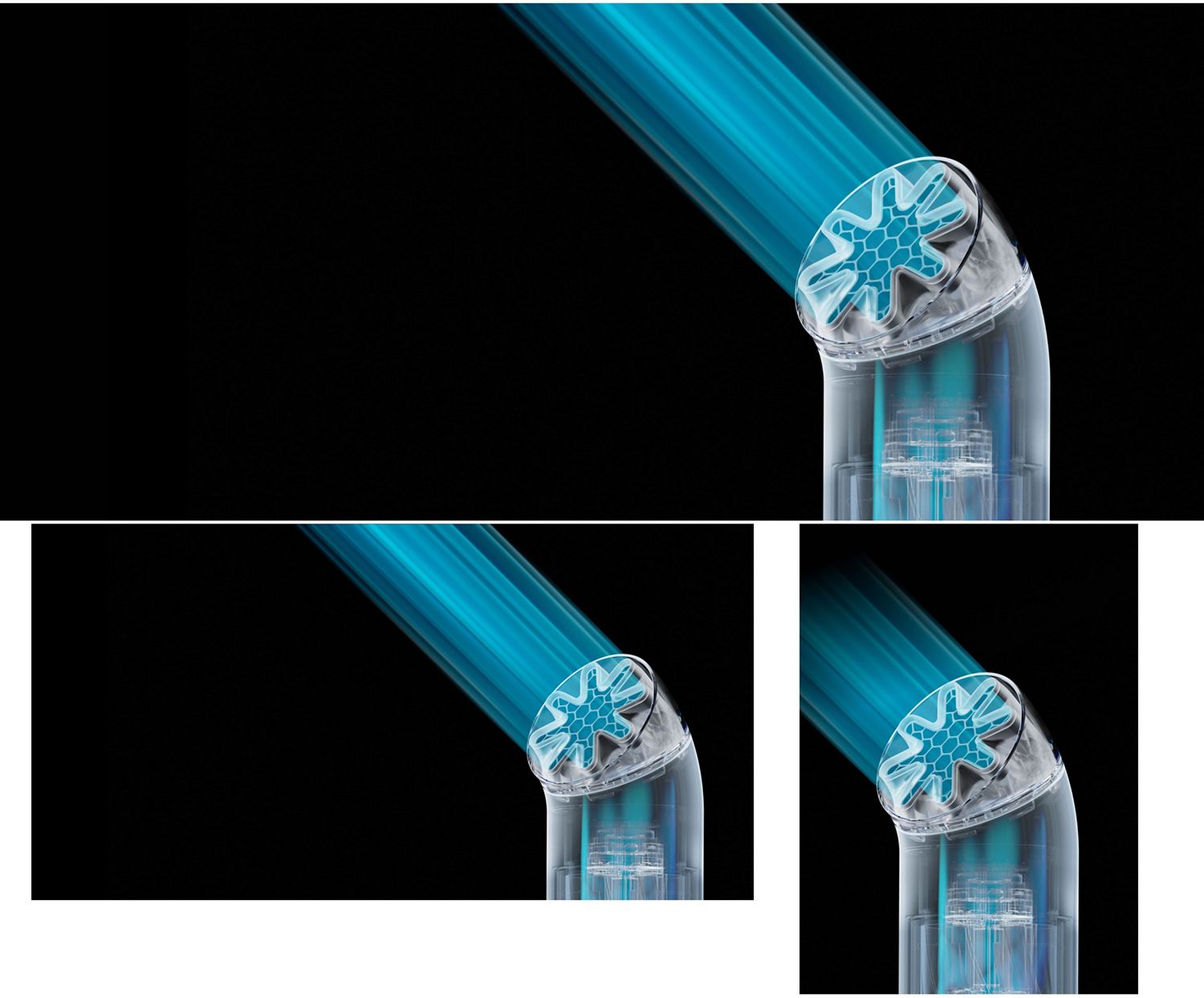 Cutaway showing the smooth, powerful airflow through the HushJet nozzle.