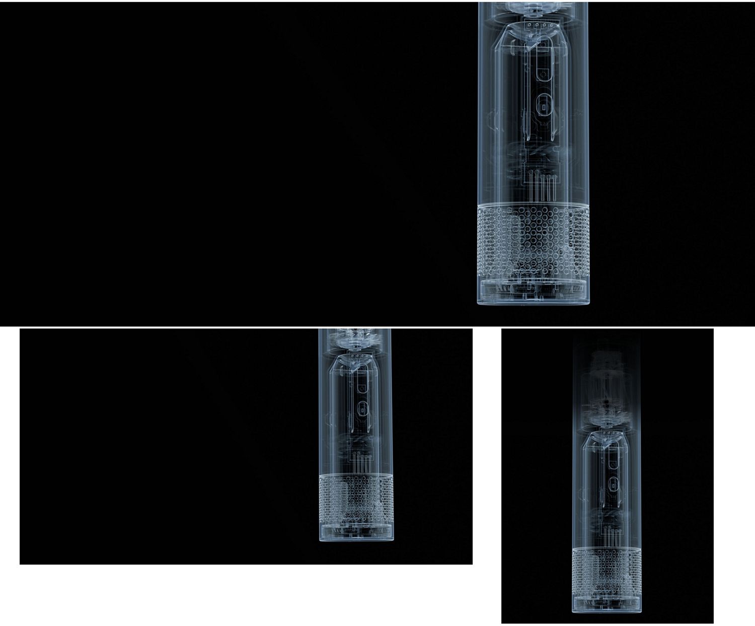 Cutaway showing the battery inside the Dyson HushJet Mini Cool portable fan.