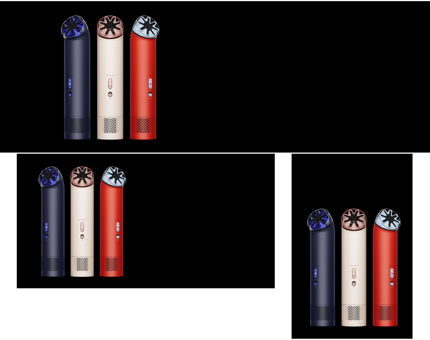 The Dyson HushJet Mini Cool portable fan in a range of colour options.