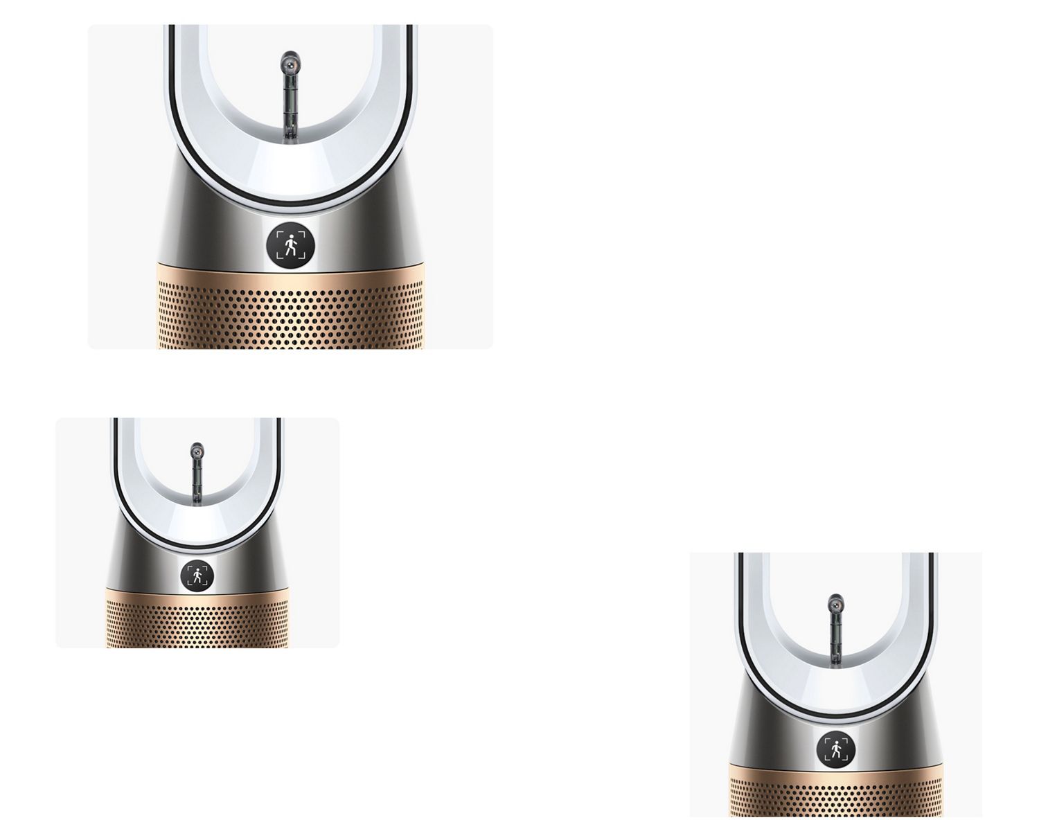 Close-up of the AI sensor on the Dyson Find+Follow Purifier Cool fan.