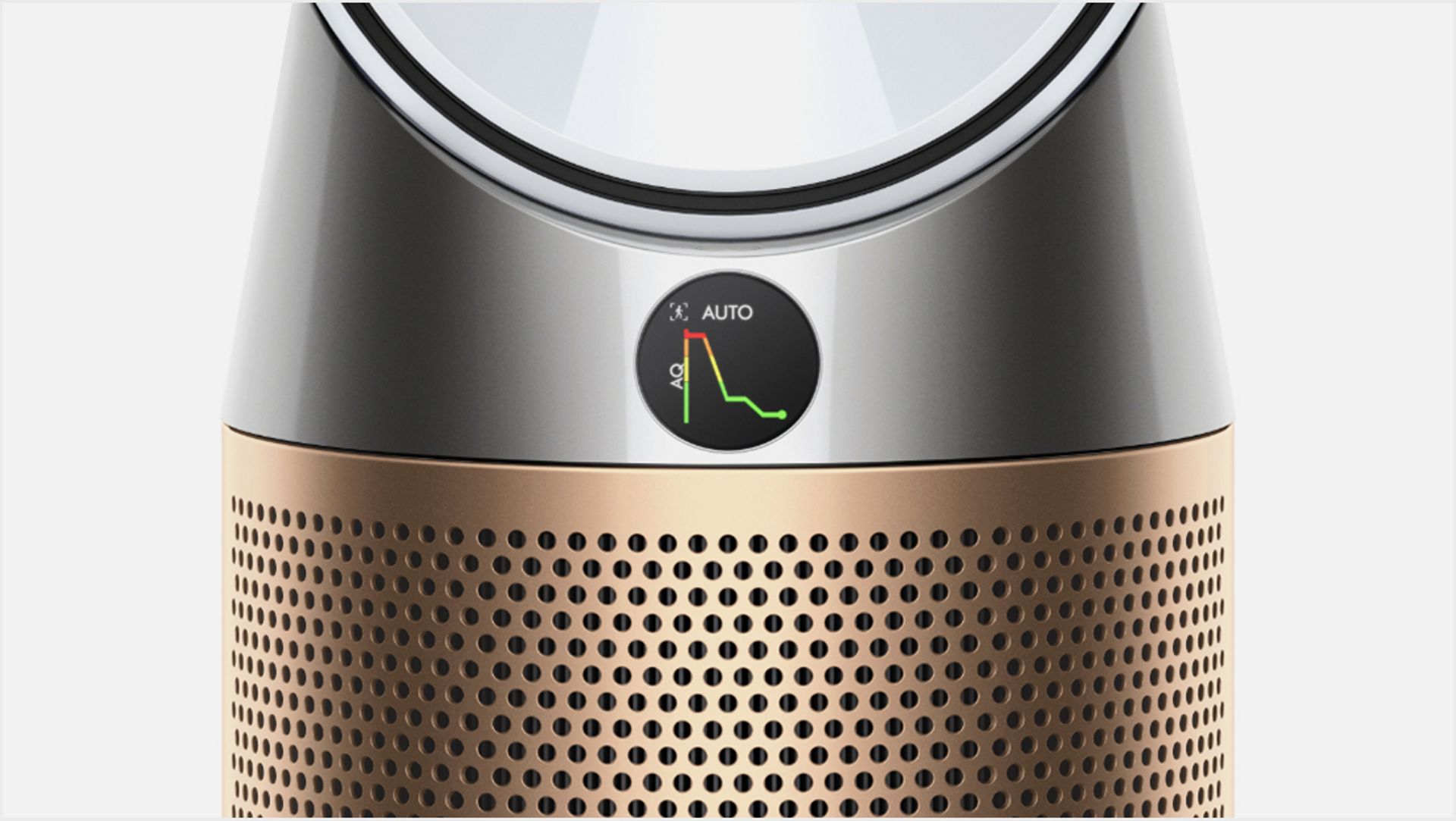 LED-Display des Dyson Find+Follow Purifier Cool Ventilators. LED-Display des Dyson Find+Follow Purifier Cool Ventilators.