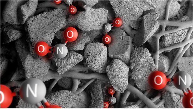 Representation of nitrogen dioxide molecules.