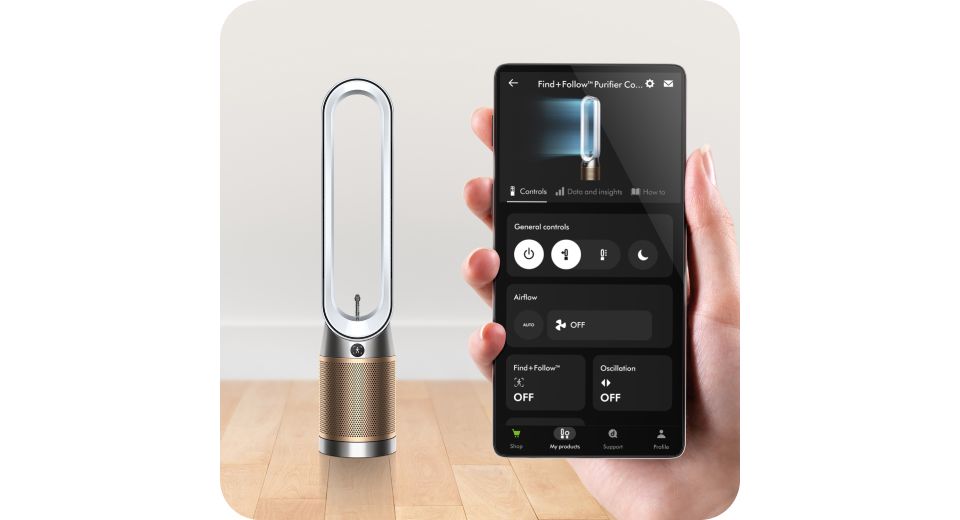 Dyson Find+Follow Purifier Cool Ventilator in der MyDyson App.