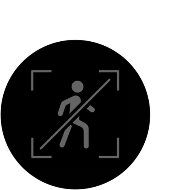 Person icon in a square box with a line through it.