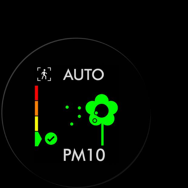 PM10 level represented by a flower icon.